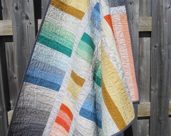 Modern quilt - custom quilt - patchwork quilt - handmade quilt - twin quilt - lap quilt - gender neutral quilt - rainbow quilt