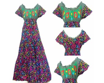 Off Shoulder Hand Embroidered Boho Maxi dress