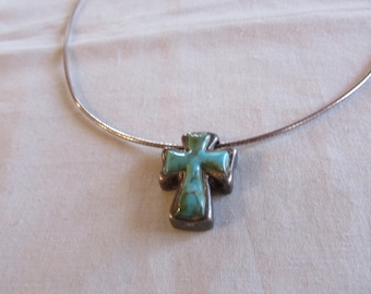 Barse 925 Sterling Silver and Turquoise Cross Necklace