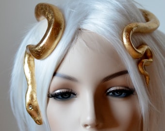 Golden Serpent Circlet, Snake Headpiece / Headdress in gold and silver, for special occaisions, formal, festivals, burning man
