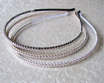 Thin Rhinestone Headband Wedding Headpiece Bridal Head Band Crystal Diadem Hairpiece Bohemian Chic Bride Ballroom Pageant Jewelry Prom Hair