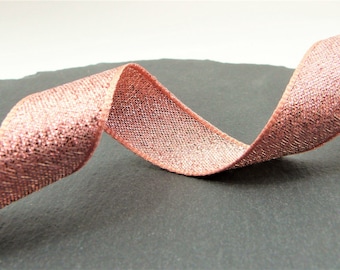 Rose Gold Lame , Sparkly Double Sided Ribbon 15mm Wide Per Metre ---1---