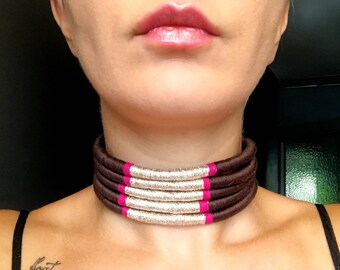 Colorful Choker Tribal Necklace Tribal Statement Necklace Rope Choker African Necklace Necklace Tribal Necklace for Her African Jewelry