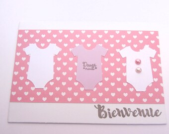 Girl birth announcement - pink pattern Bodysuit
