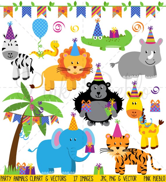 Birthday Party Animals Clipart Clip Art Zoo Safari Jungle