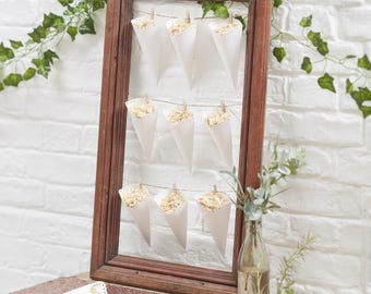 Scalloped Confetti Cones, White Confetti Cones, Wedding Confetti Pouches, 10 Pack