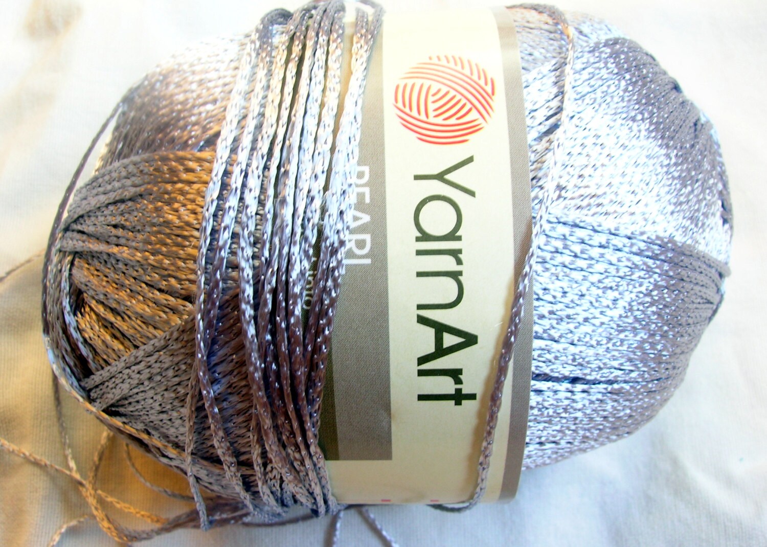 Yarnart pearl natural viscose yarn. silvery gray color grey
