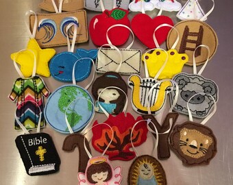 Jesse Tree Advent Calendar Christmas Ornaments, Children's Bible Story, Felt