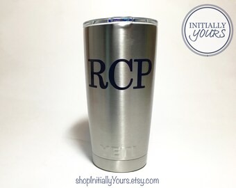 Monogram Decal for 20oz Yeti, Yeti Decal for Men, 20oz Yeti Rambler Decal, Yeti Decals for Guys, Initials for Yeti Tumbler, DECAL ONLY