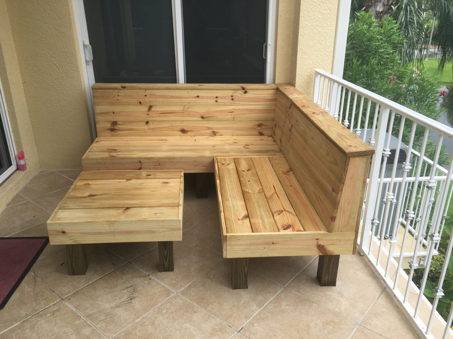 the sectional rustic wood patio benches and table or ottoman makes a 6x6 sectional rustic furniture64 patio