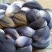 Priest Black. Hand Dyed Rambouillet top braid for hand spinning or felting in deep navy blue, ochre yellow and natural cream