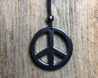 Hematite PEACE Pendant