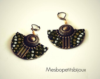 Earrings half moon fabric