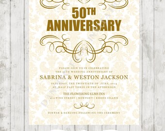  50th wedding anniversary invitations Etsy 