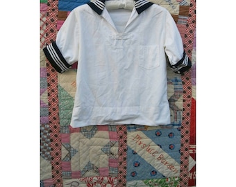 1950s does 1920s cotton sailor blouse // small