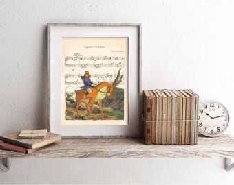 Princess Mononoke Ashitaka and Yakul Sheet Music Art Print