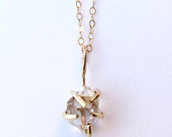 Gold Herkimer Diamond Necklace Herkimer Diamond Gold Necklace