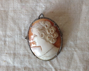 Vintage Cameo Brooch - Cameo Pendant - Carved Shell Broach - Portrait Brooch - Cameo Art