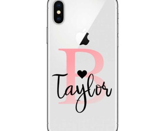 Clear Initial Phone case | Personalization Custom Monogram Name | cute pretty cover | Samsung galaxy s8 case | S8 plus case