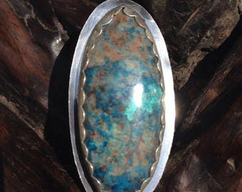 Beautiful Handmade Sterling Silver and Azurite Cabochon Ring