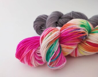 Superwash merino / nylon sock yarn set - Splishy Rainclouds - 2 x 50g skeins. Knitting, crochet, socks, shawls, hand dyed yarn