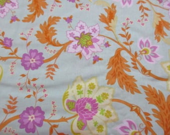 Spring Promise by Ana Davis for blend Fabrics 113.101.01 Floral Modern Aqua Tangerine OOP Half Yard 18" Quilt Quilting Sewing Cotton Fabric