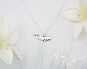 Choose gold or silver whale necklace. Elegant and simple whale necklace