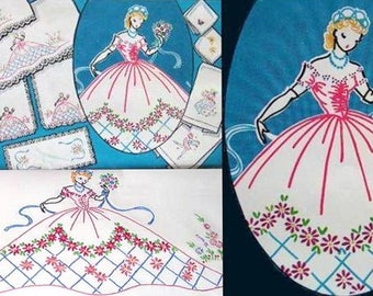 Southern Belle - Crinoline Lady pillowcase embroidery pattern V222