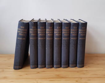 Vintage Collection of 8 Books Display Books The Children's Encyclopedia Blue Book Collection Old Encyclopedia's Set of Books Display Books