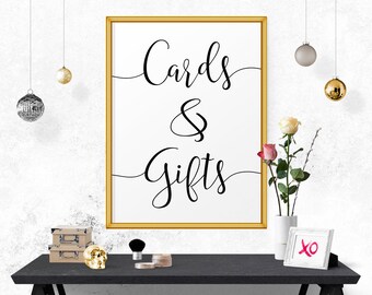Cards And Gifts Sign, Cards And Gifts, Printable Wedding Sign, Cards And Gifts, Sign For Wedding, Reception Signs, Typography