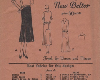 Bust 35-FACTORY FOLDED 1920's Misses Dress/Frock Butterick Deltor 3094 Sz 17