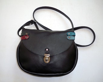 black leather with flap bag