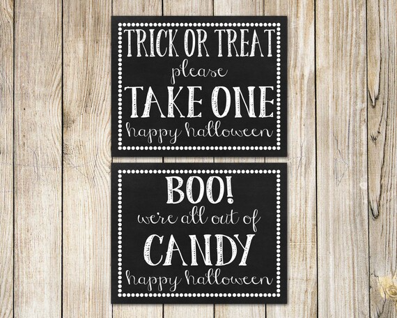 Trick or Treat Printable Sign Instant Download Halloween
