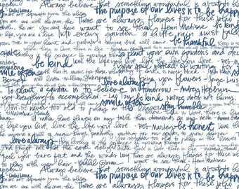 LAMINATED COTTON Fabric by the yard "Exclusive" Riley Blake Garden Text White