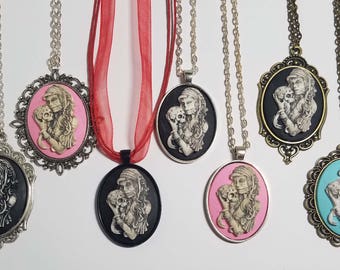 Gypsy Cameo - Skull Cameo - Cameo Necklace - Goth Cameo