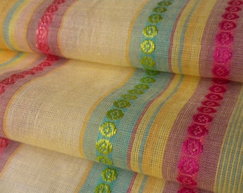 striped cotton voile fabric - ribbon stripe in saffron