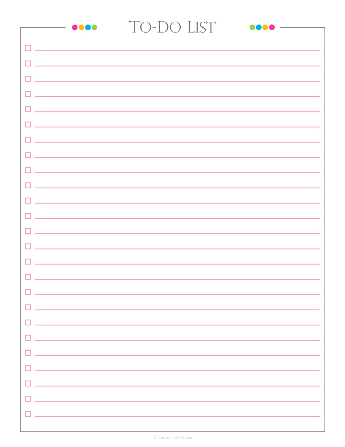 Daily To do checklist plain PDF Planner list daily to