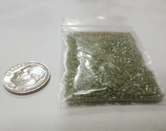 15/0 Miyuki Delica seed beads mossy forest green seed beads tiny glossy seed beads Japanese seed beads 6+ gram bag - 1,900+ beads destash