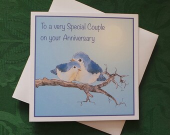 Bird Cute Anniversary Greeting Card / Wildlife Greeting Card / Love Romantic Card / Artistic Watercolour Prints Greeting Cards / by Clare