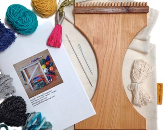 Handheld Traveler's Weaving Loom Kit | Small Beginner Tapestry DIY Gifts | Travel Loom | Learn to Weave Wall Hanging | Portable Weaver Tool