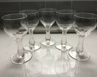 Vintage Hollow Stem Champagne Glasses - set of 5