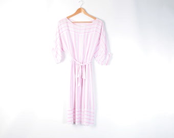 Vintage 80s pink striped sun dress