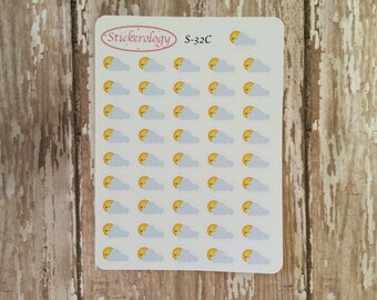 Partly Cloudy Weather Stickers, Kawaii Weather Planning Stickers, Kawaii Designs Stickers, S-32C.