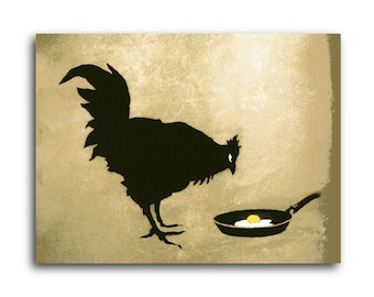 Banksy Chicken and Egg Brushed Aluminum Metal Print