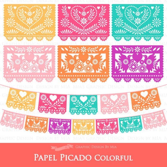 Papel Picado Clipart Mexican Bunting Banner Fiesta Bunting - 570x570 - jpeg Papel Picado Png