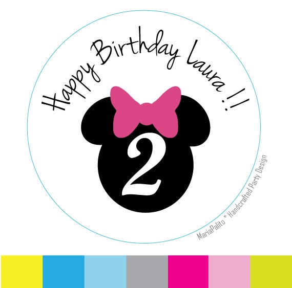 minnie mouse stickers birthday printed round stickers tags