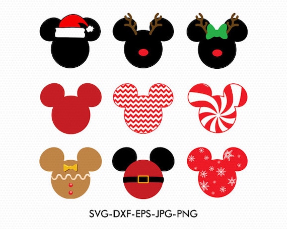 Christmas Mickey Minnie Ears Monogram Frame svg Minnie Bow