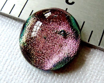 Dichroic Fused Glass Cabochon 16 mm Pale Pink Handmade
