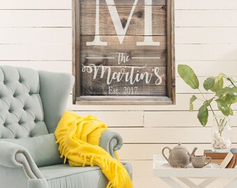 Family Established Sign | Last Name Sign | Large Farmhouse Sign | Wedding Gift | Wedding Decor | Home Decor | Reclaimed Weathered Wood Style