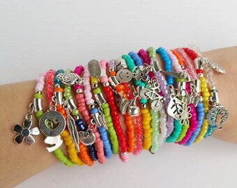 wholesale jewelry - beach jewelry - stretch bracelet - layering bracelet - boho bracelets - festival style - friendship - seed bead bracelet